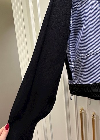 Düğmeli, Nakışlı Lacivert Hamile Kot Ceketi - Görsel 2