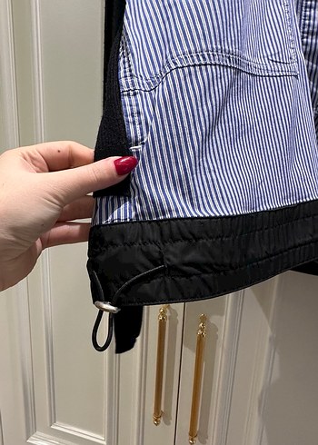 Düğmeli, Nakışlı Lacivert Hamile Kot Ceketi - Görsel 3