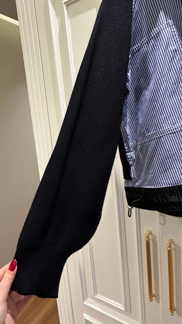 Düğmeli, Nakışlı Lacivert Hamile Kot Ceketi - Görsel 2