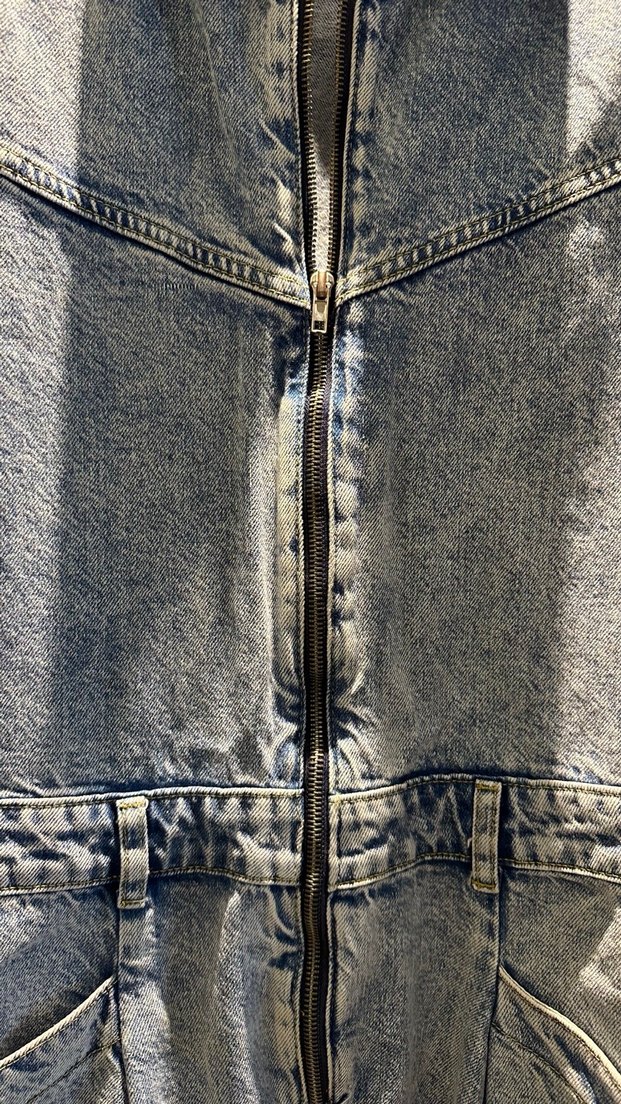 Kadın Gri Denim Tulum - Görsel 4