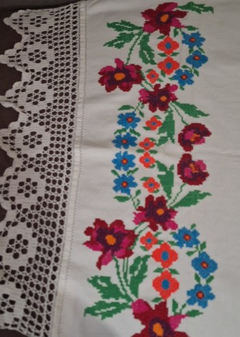 Nakışlı ve Dantelli Masa Örtüsü,runner, perde adayı - Görsel 3