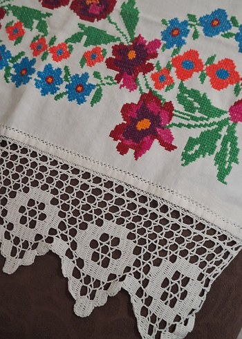 Nakışlı ve Dantelli Masa Örtüsü,runner, perde adayı - Görsel 4