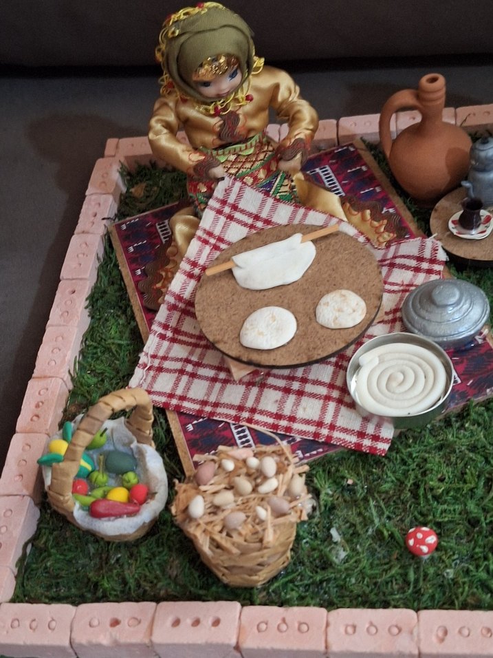 Yöresel Anadolu Ekmek Açan Kadınlar Figürü - Görsel 2