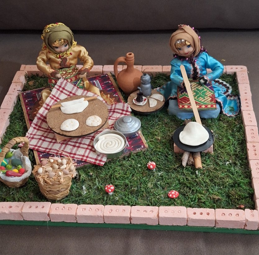 Yöresel Anadolu Ekmek Açan Kadınlar Figürü - Görsel 5