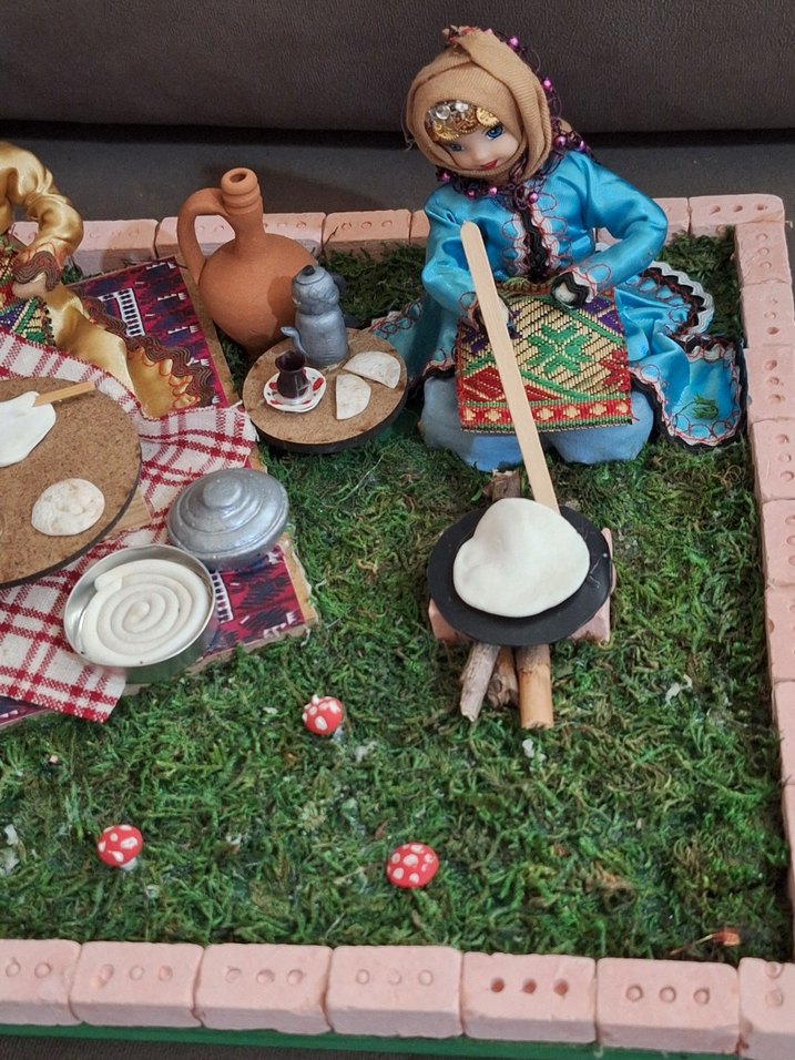 Yöresel Anadolu Ekmek Açan Kadınlar Figürü - Görsel 3