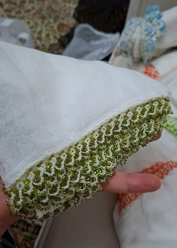 Boncuk oyalı tülbent yazmalar - Görsel 3