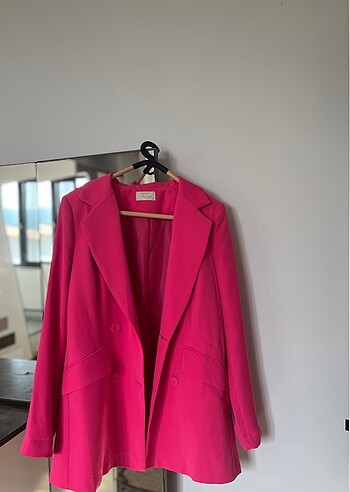 m Beden Manuka pembe blazer ceket (fuşya)