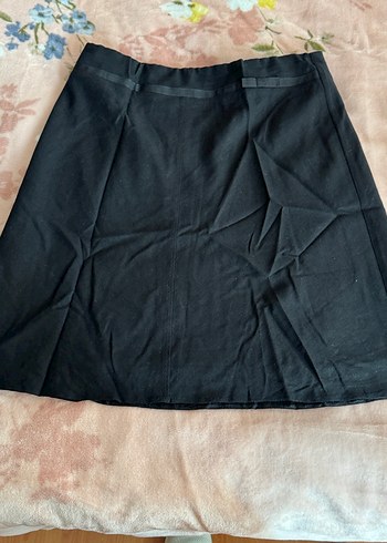 Drapeli Siyah Midi Kısa Etek - Görsel 2