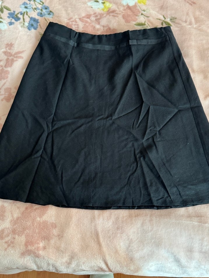 Drapeli Siyah Midi Kısa Etek - Görsel 2