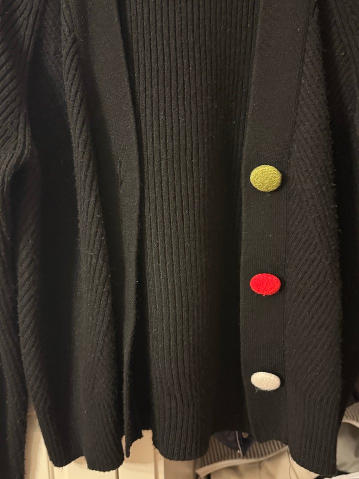 Düğmeli Siyah Midi Kadın Hırka - Görsel 2