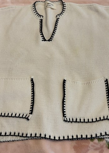 Bohem Gri Nakışlı Kadın Triko Kazak - Görsel 2