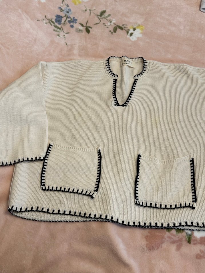 Bohem Gri Nakışlı Kadın Triko Kazak - Görsel 3