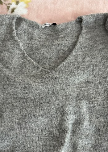Gri Örgü Kadın Triko Kazak - Görsel 5