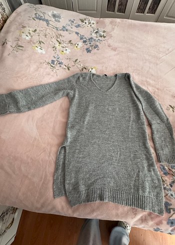 Gri Örgü Kadın Triko Kazak - Görsel 7