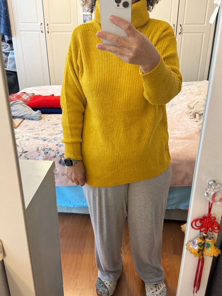 Sarı Boğazlı Triko Kadın Kazak - Görsel 3