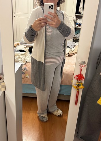 Gri Midi Hırka, Rahat Kesim, Pamuk - Görsel 2