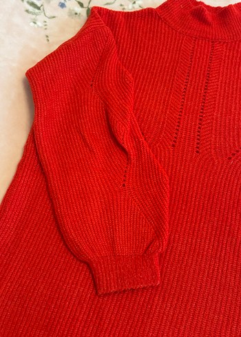 Kadın Kırmızı Yüksek Yakalı Triko Kazak - Görsel 5