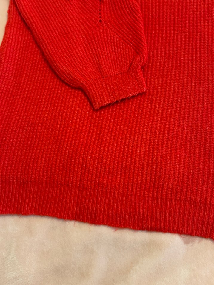 Kadın Kırmızı Yüksek Yakalı Triko Kazak - Görsel 4