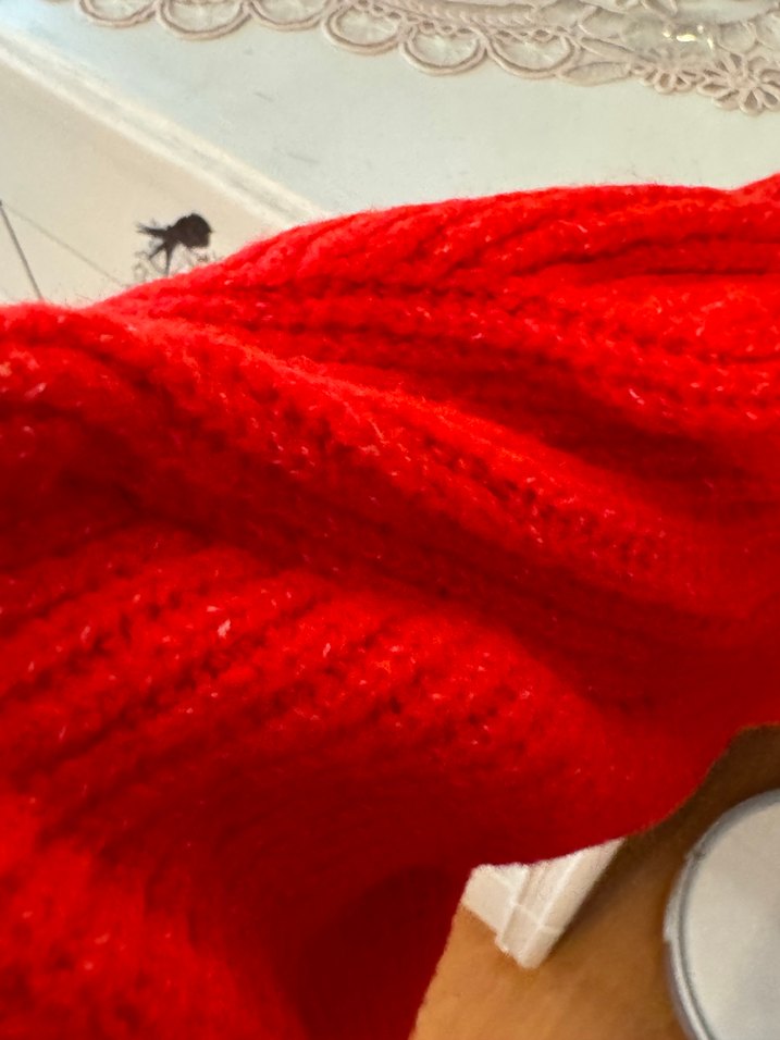 Kadın Kırmızı Yüksek Yakalı Triko Kazak - Görsel 2