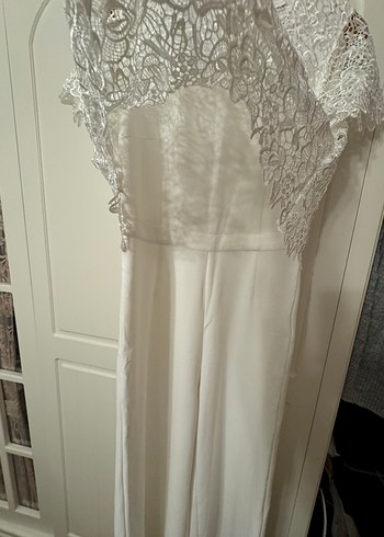 Dantel Detaylı Beyaz abiye tulum - Görsel 5