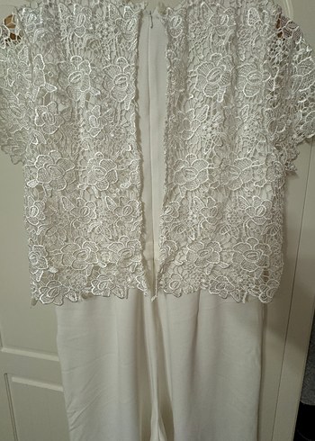 Dantel Detaylı Beyaz abiye tulum - Görsel 4