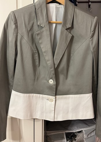 Gri Midi Düğmeli Kadın Blazer Ceket - Görsel 4