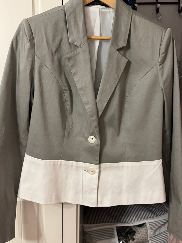 Gri Midi Düğmeli Kadın Blazer Ceket - Görsel 4