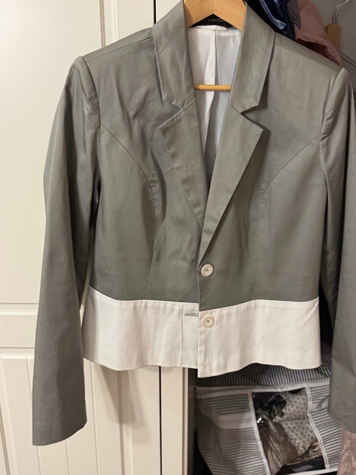 Gri Midi Düğmeli Kadın Blazer Ceket - Görsel 5