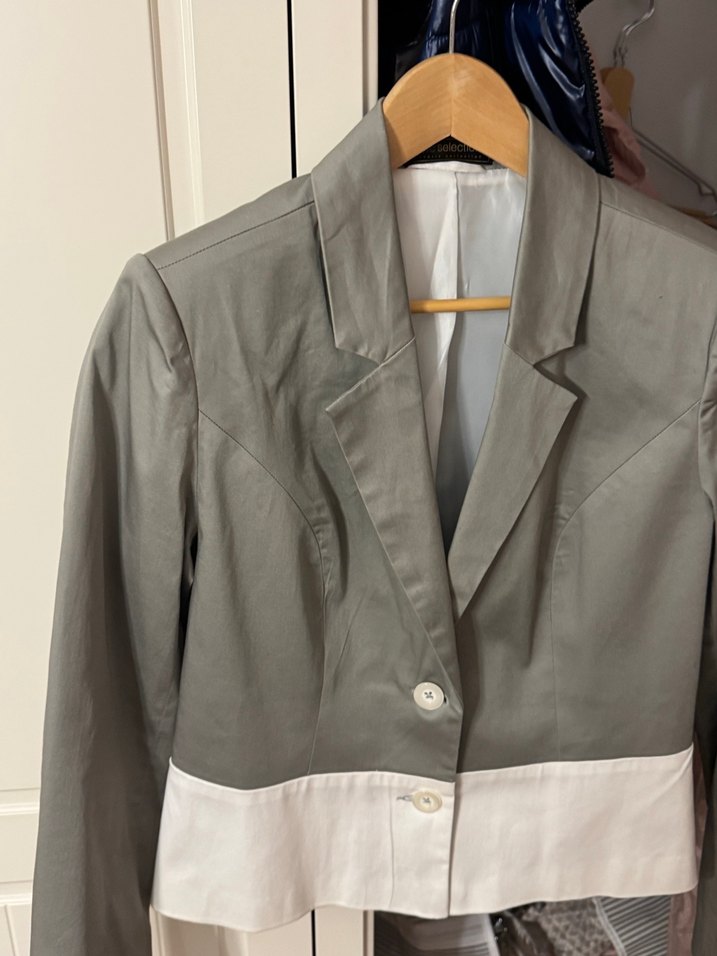 Gri Midi Düğmeli Kadın Blazer Ceket - Görsel 2