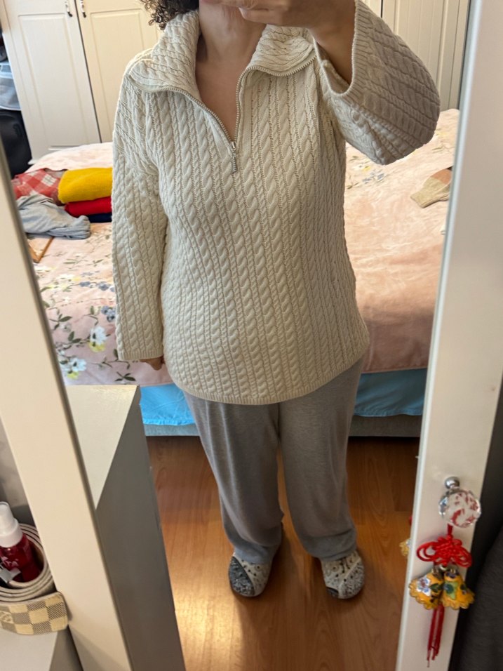 Beyaz Örgü Kadın Triko Kazak - Görsel 3