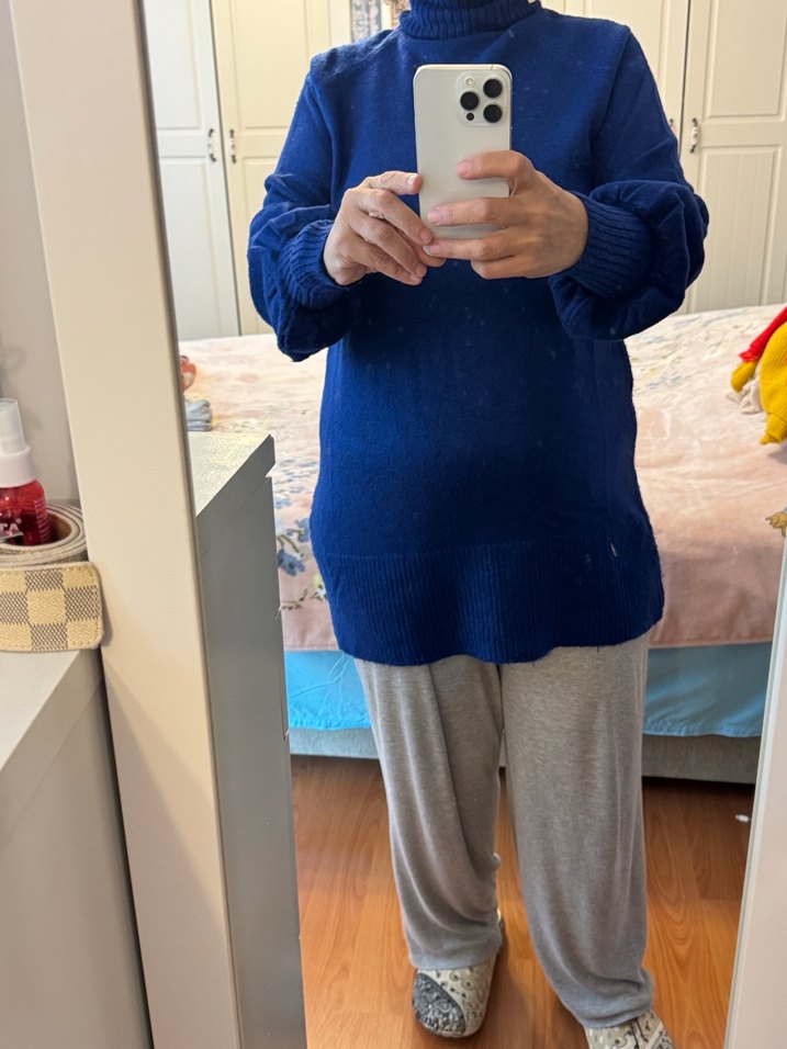 Düğmeli Lacivert Kadın Triko Kazak - Görsel 3