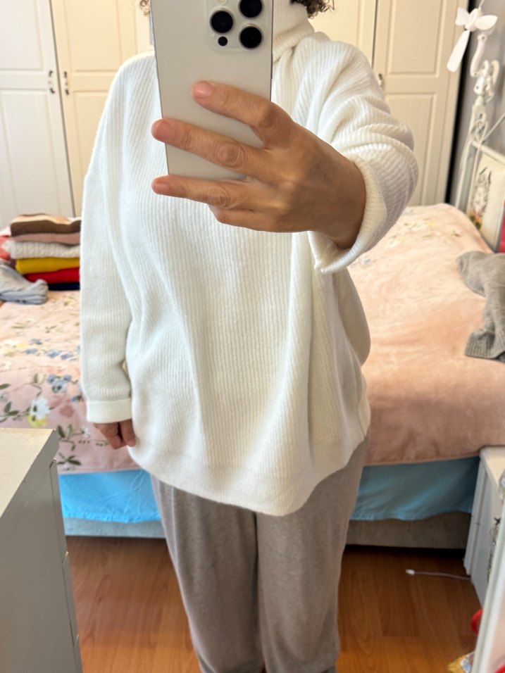 Gri Bol kesim uzun beş kazak - Görsel 3