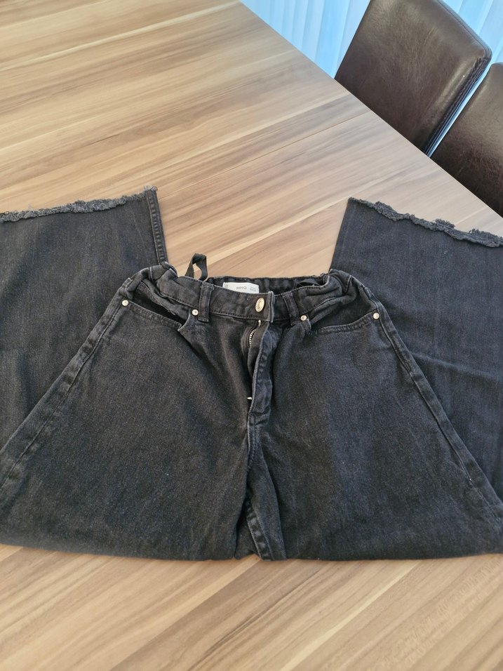 Mango Füme Kemerli Bol Kesim Kot Pantolon - Görsel 4