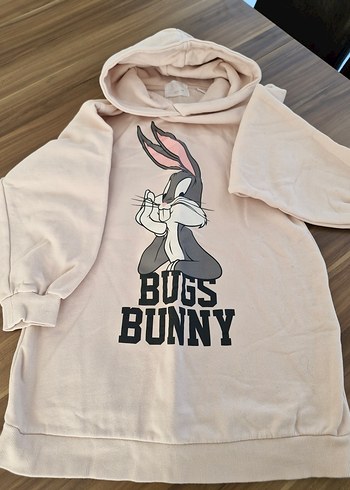 Zara kız Çocuk Bej Kapüşonlu Sweatshirt - Görsel 2