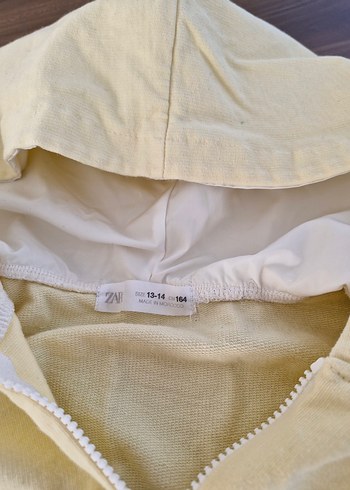 Zara sarı Kapüşonlu Fermuarlı Mini Sweatshirt - Görsel 3