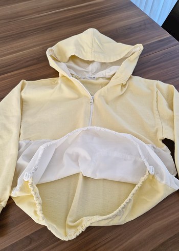 Zara sarı Kapüşonlu Fermuarlı Mini Sweatshirt - Görsel 2