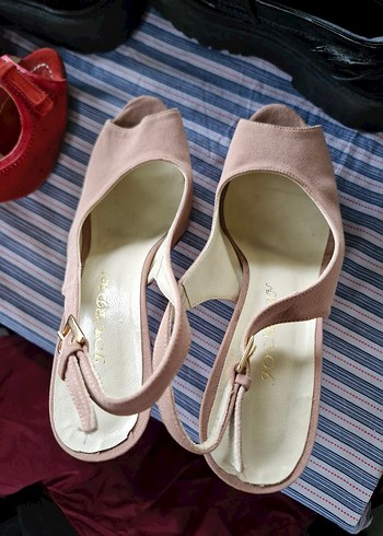 Bej Süet Topuklu Kadın Ayakkabı - Görsel 2