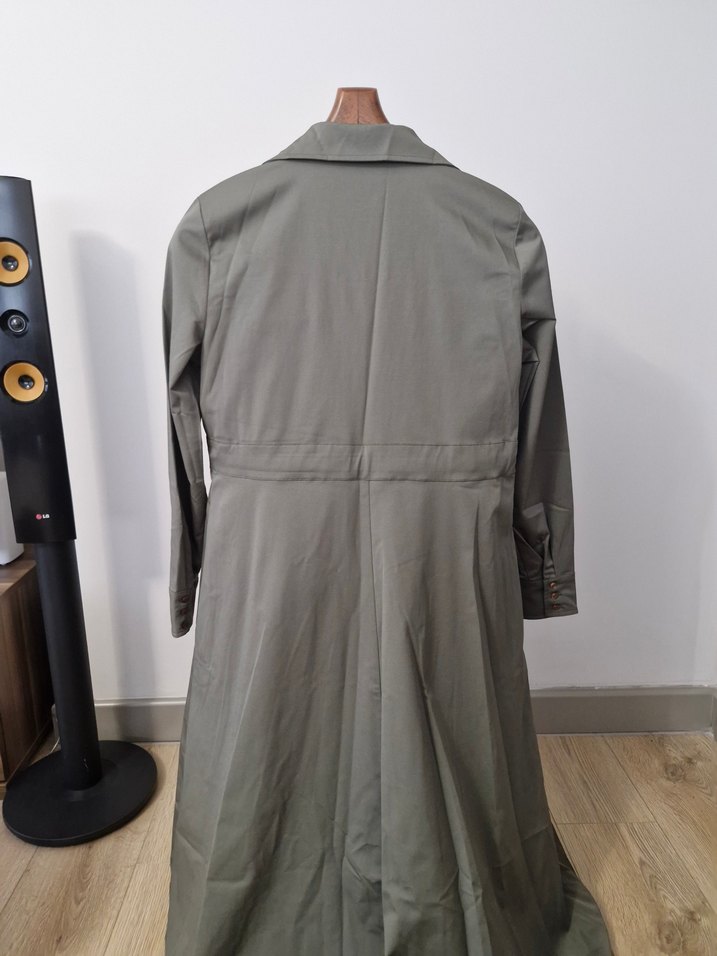 Latifa Marka Düğmeli Uzun Likralı Yeşil Elbise - Görsel 5