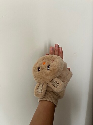 Beden ten rengi Renk Tavşanlı peluş eldiven