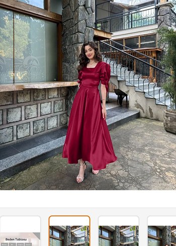 Bordo Uzun Elbise