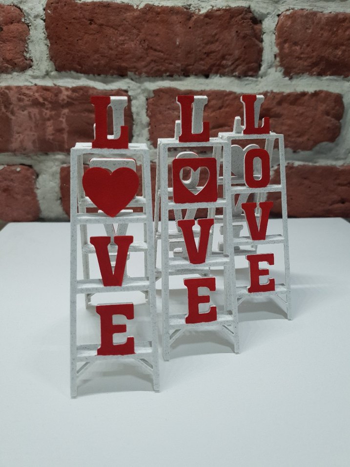 dekoratif love yazılı mini merdiven - Görsel 3