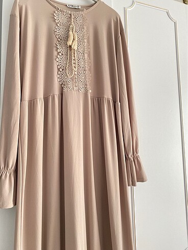 xl Beden camel Renk Yazlık Elbise