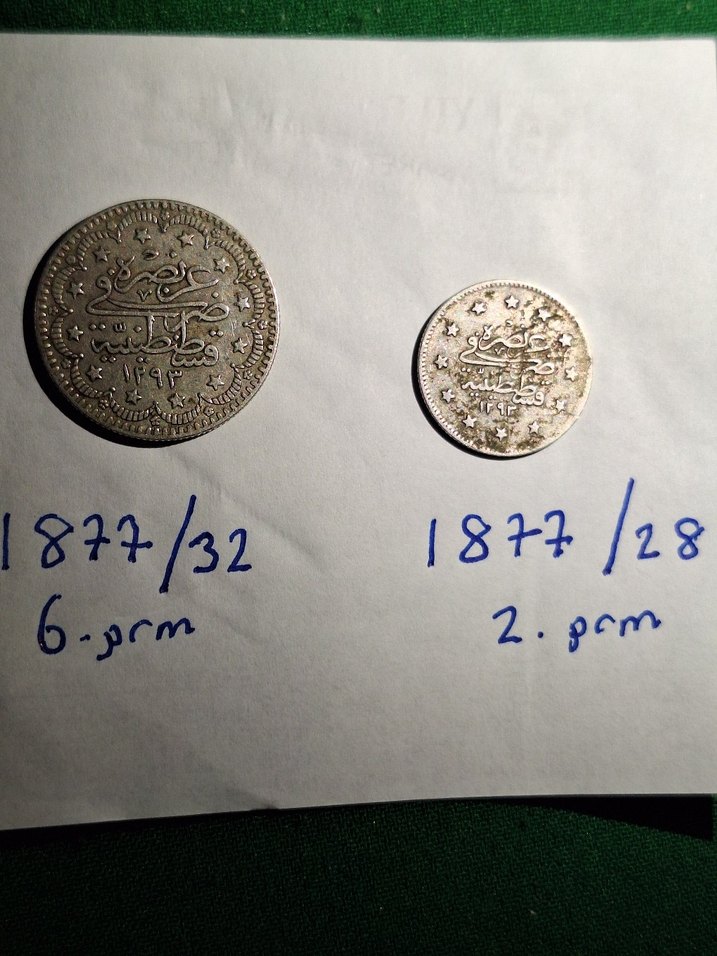 Osmanlı gümüş para 1877 2 adet - Görsel 4