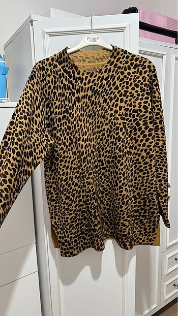m Beden Leopar desenli triko