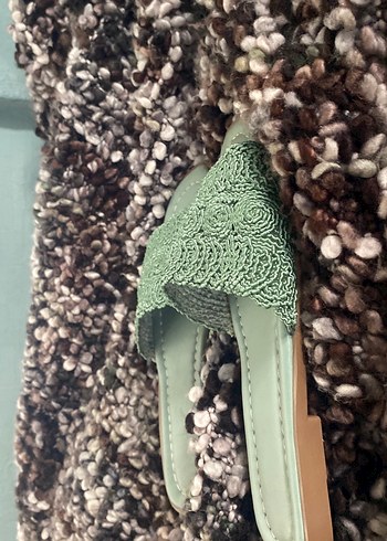 Yeşil Dantel Detaylı Örgü Kadın Terlik - Görsel 3