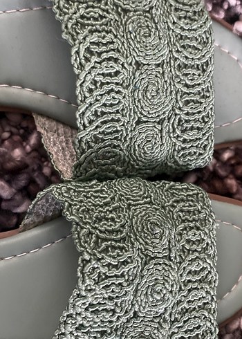 Yeşil Dantel Detaylı Örgü Kadın Terlik - Görsel 4