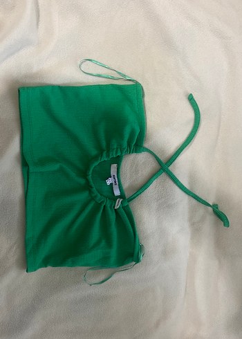 Yeşil İnce Askılı Crop Top - Görsel 2