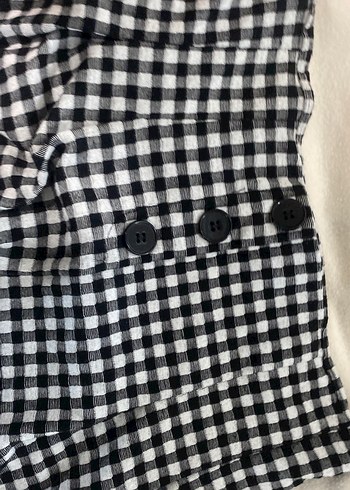 Düğmeli Kareli Şort - Görsel 3