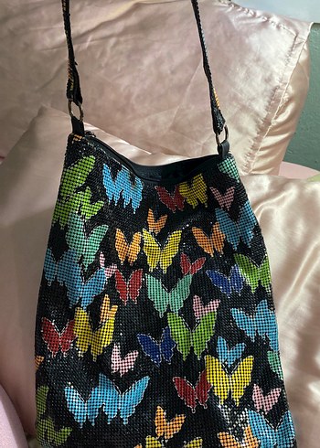 Boncuk İşlemeli Çok Renkli Kelebek Desenli Kadın Çantası - Görsel 2