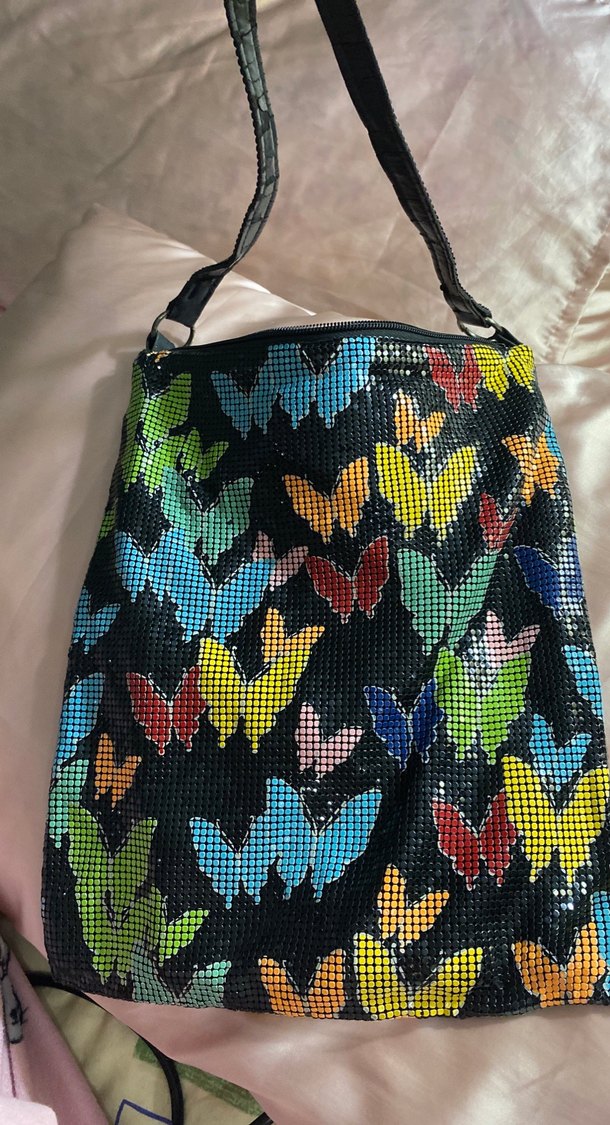 Boncuk İşlemeli Çok Renkli Kelebek Desenli Kadın Çantası - Görsel 3